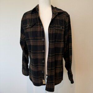 Jachs Brown Plaid 100% Cotton Flannel Shirt Jacket Shacket Size Medium